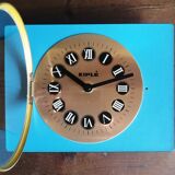 Vintage formica clock silent rectangular wall clock "Blue Kiple"