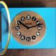 Vintage formica clock silent rectangular wall clock "Blue Kiple"