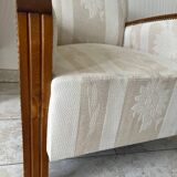 Pair of art deco armchairs in wood and floral fabric