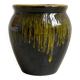 Small vintage ceramic vase with yellow drip glaze