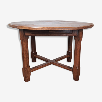 Rustic round table solid oak