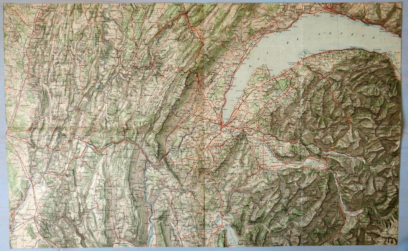 Old map of Geneva, Lausanne, Thonon, Nantua, Annecy.
