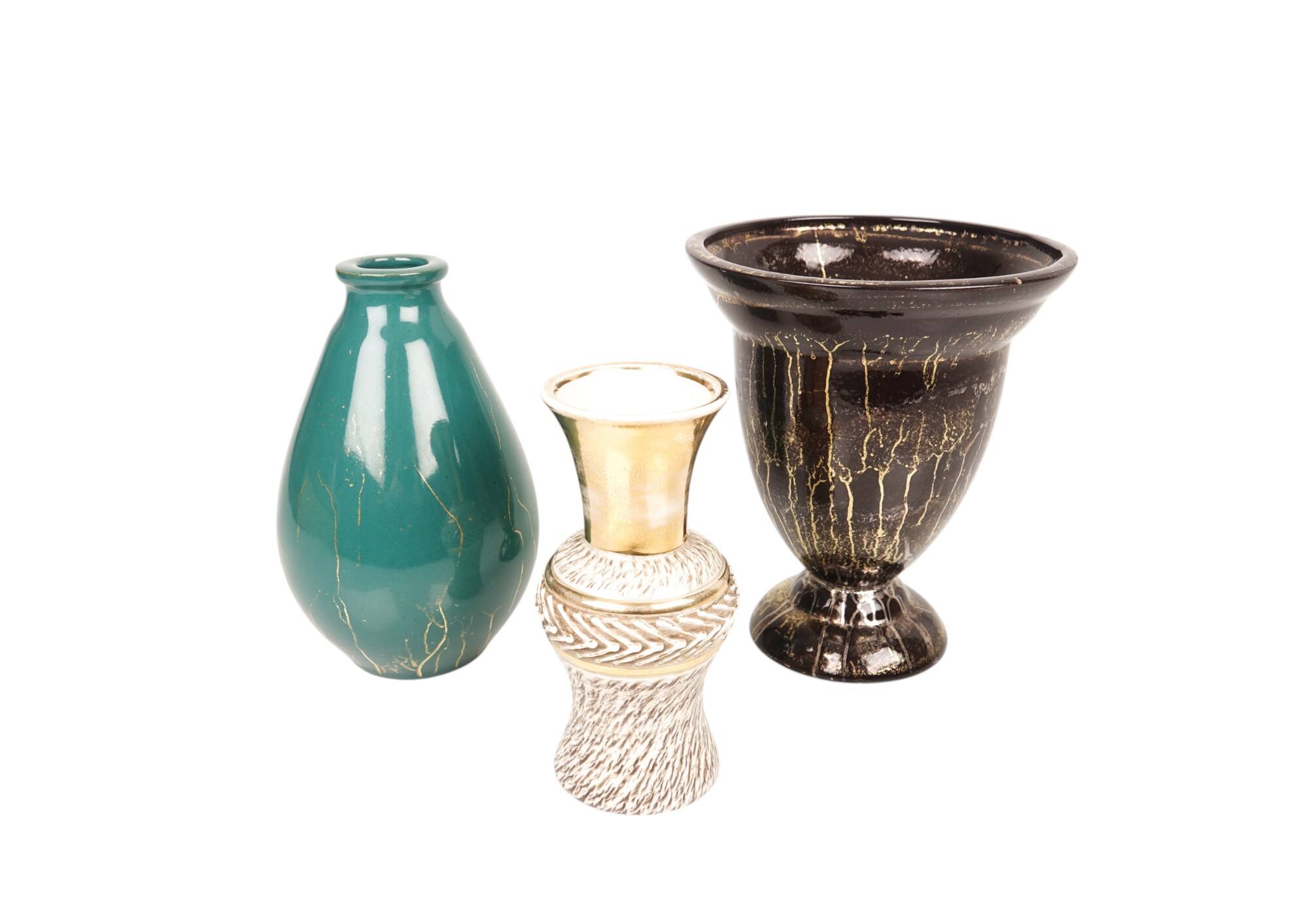 Vase en céramique dorée Lucien Brisdoux