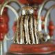 Italian chandelier in patinated wood, 50s