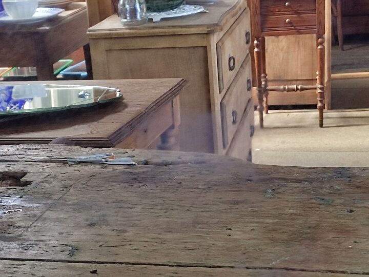 Old art deco beveled mirror vintage carved wood base 39x63cm