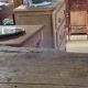 Old art deco beveled mirror vintage carved wood base 39x63cm