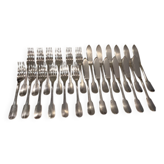 12 couverts à poisson 24p métal argenté orfèvre Christofle cluny