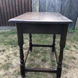 Vintage desk table in solid oak with 1 drawer facing turned legs with sleepers.