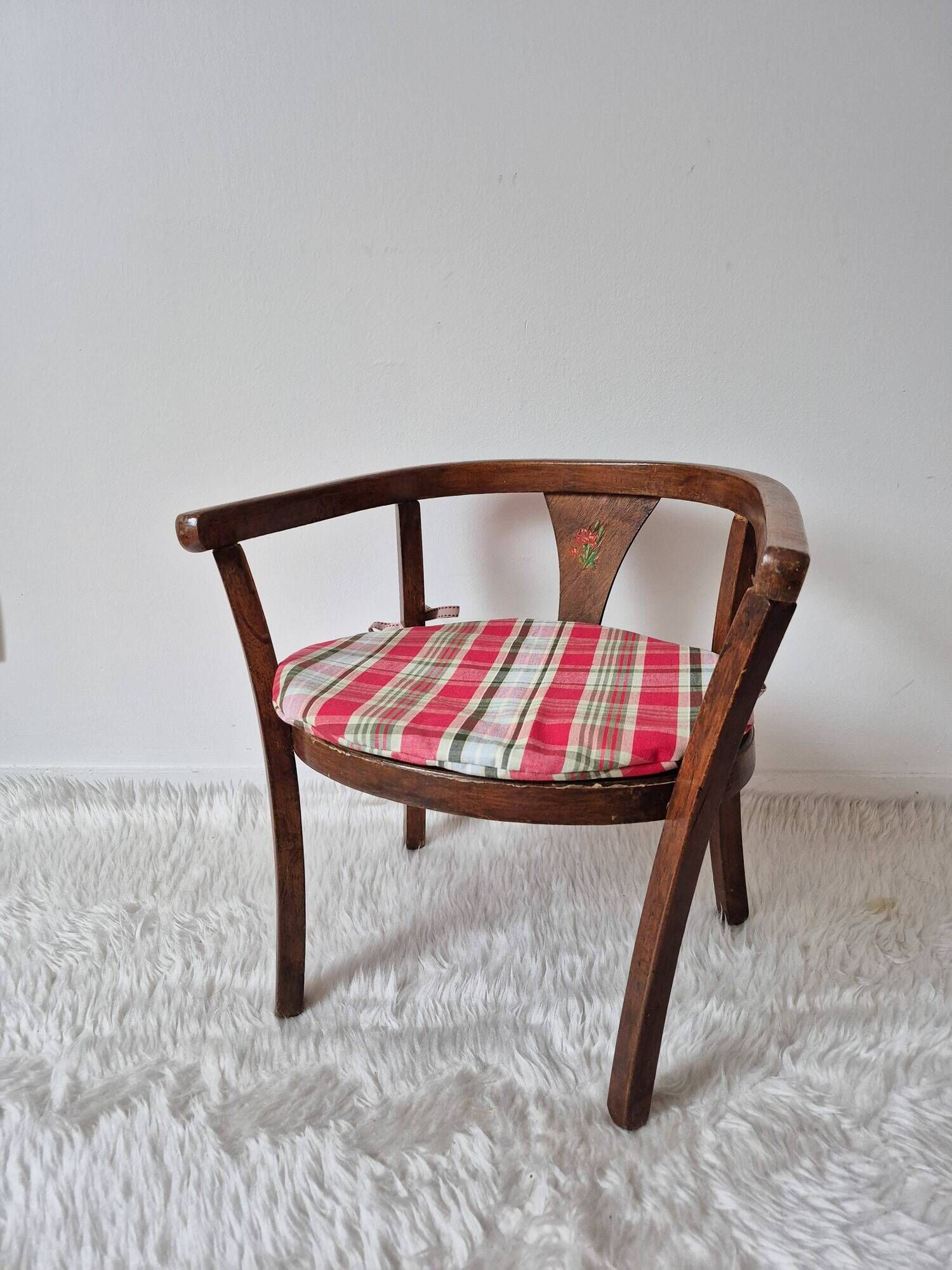 Vintage 1960s  turned wooden children's armchair