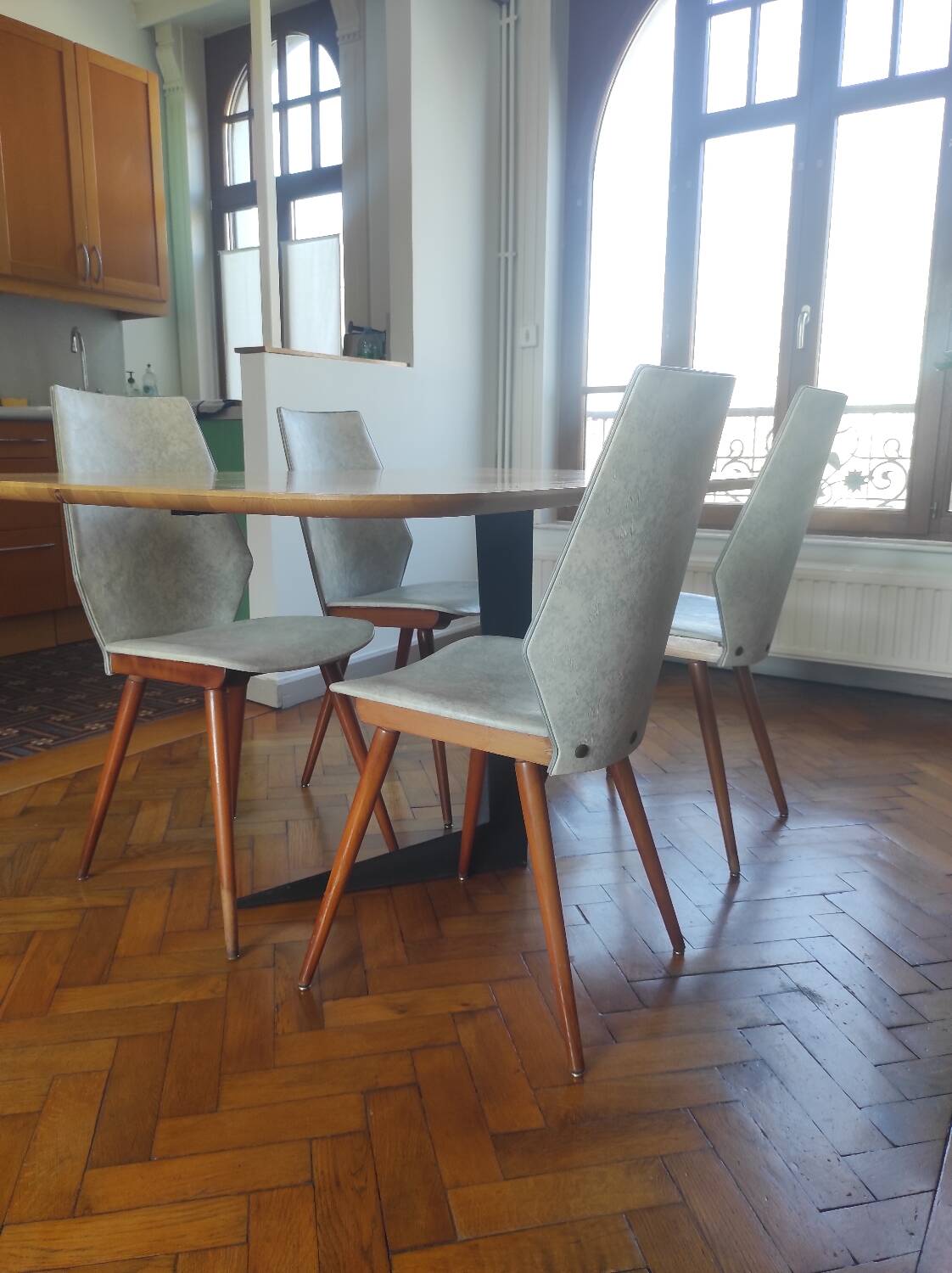 Set of 4 BAUMANN chairs from the 60s (model 840, Max Bill)