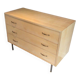 Eggshell lacquered chest of drawers with brushed steel legs. In the style of Knoll.