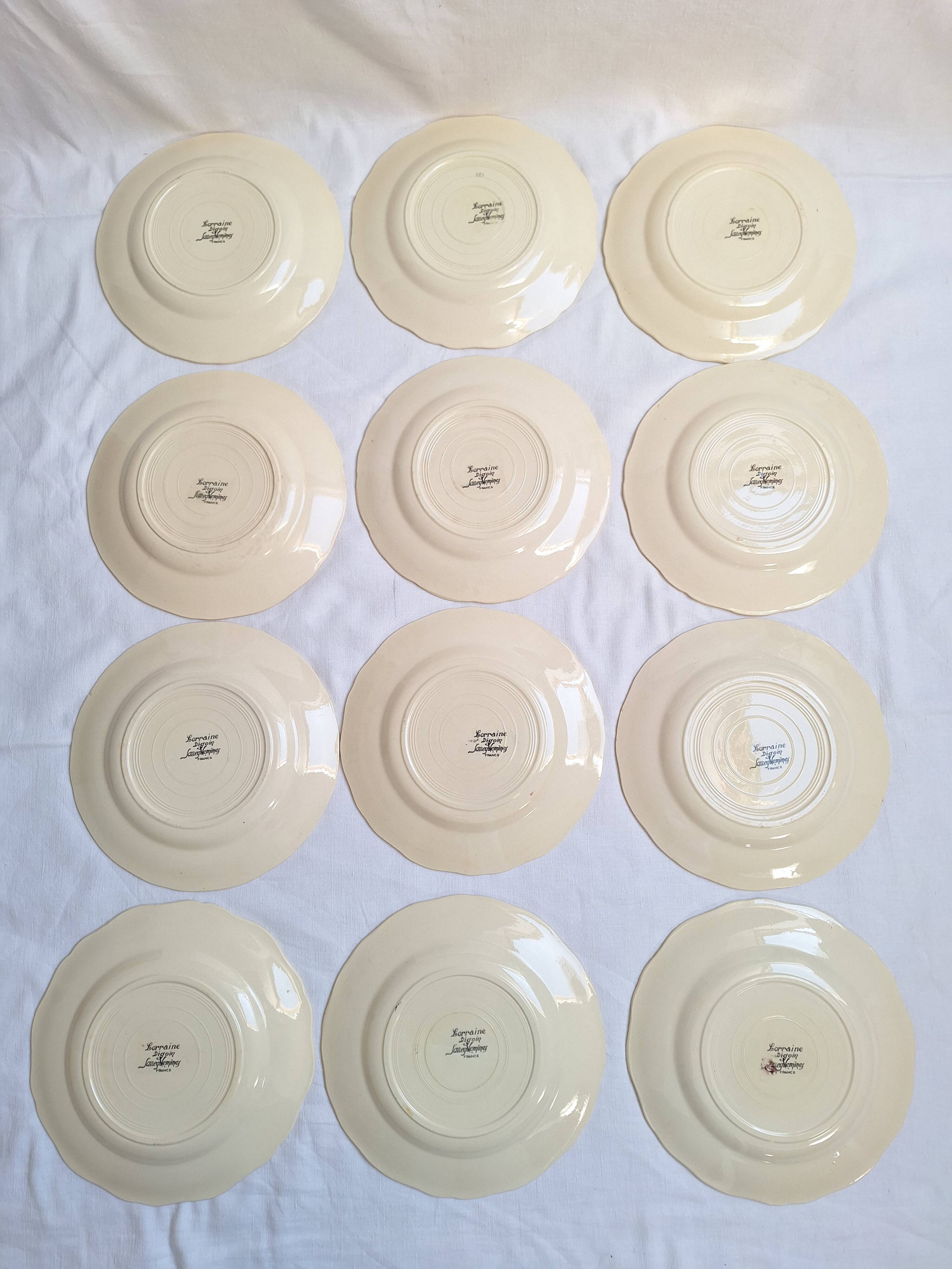 Flat plates Digoin Sarreguemines Model Loraine
