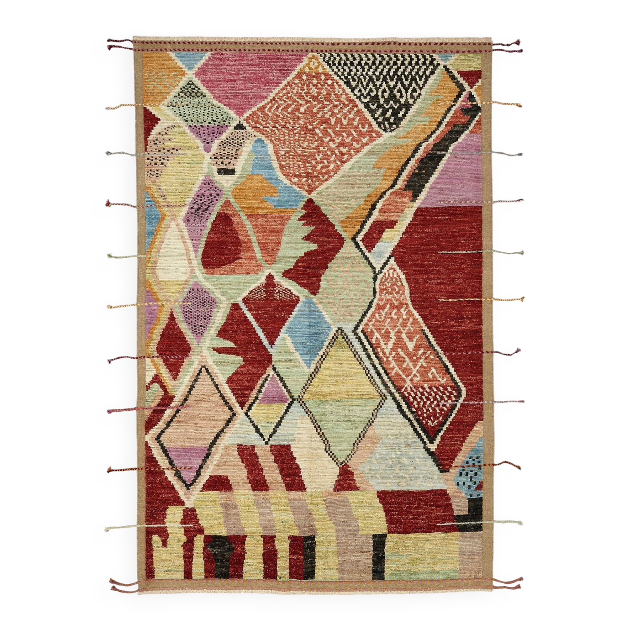 Handmade Tribal Decorative 200 cm x 307 cm Multicolor Wool Carpet