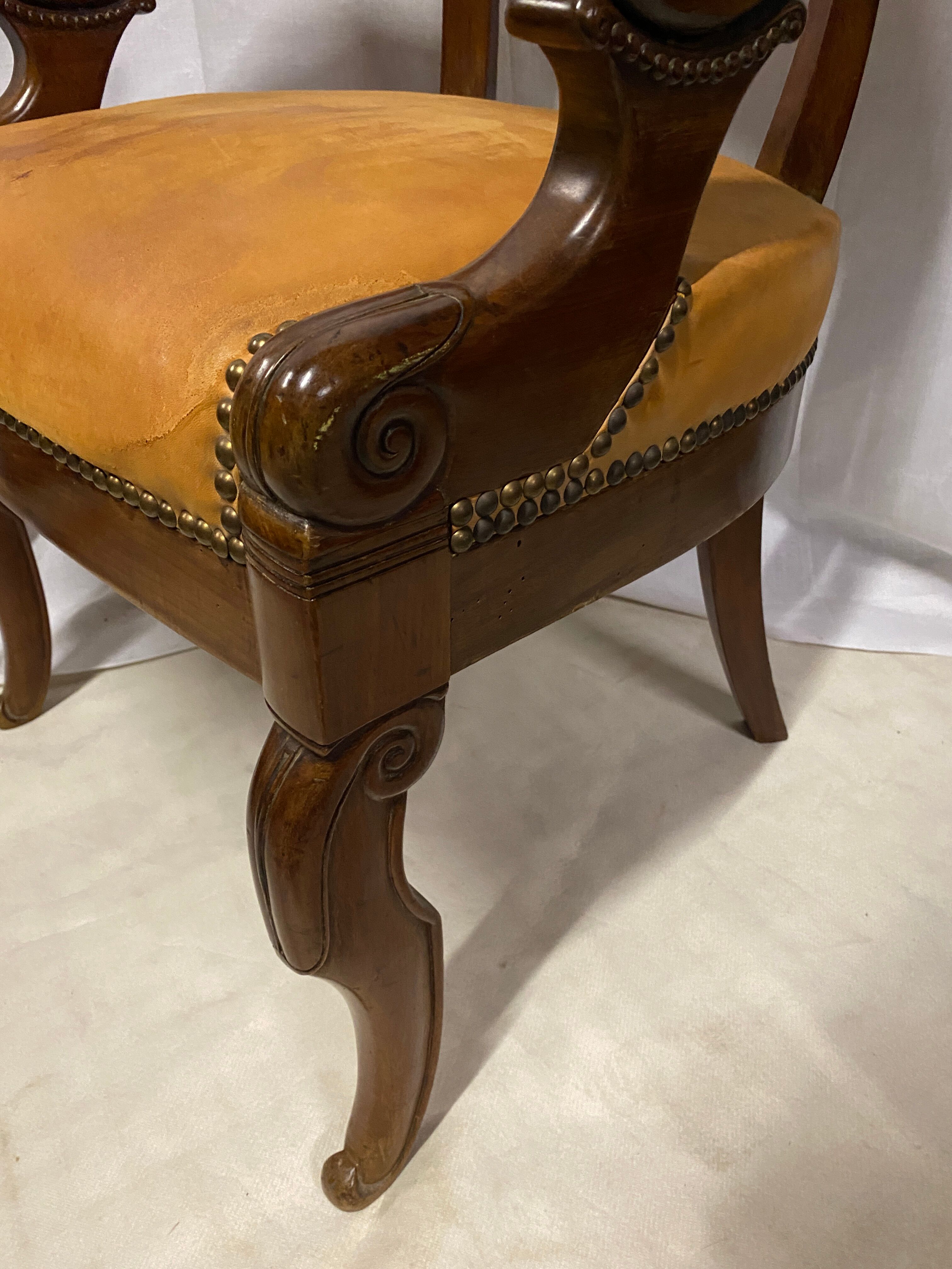 Mahogany office armchair with roll-ups