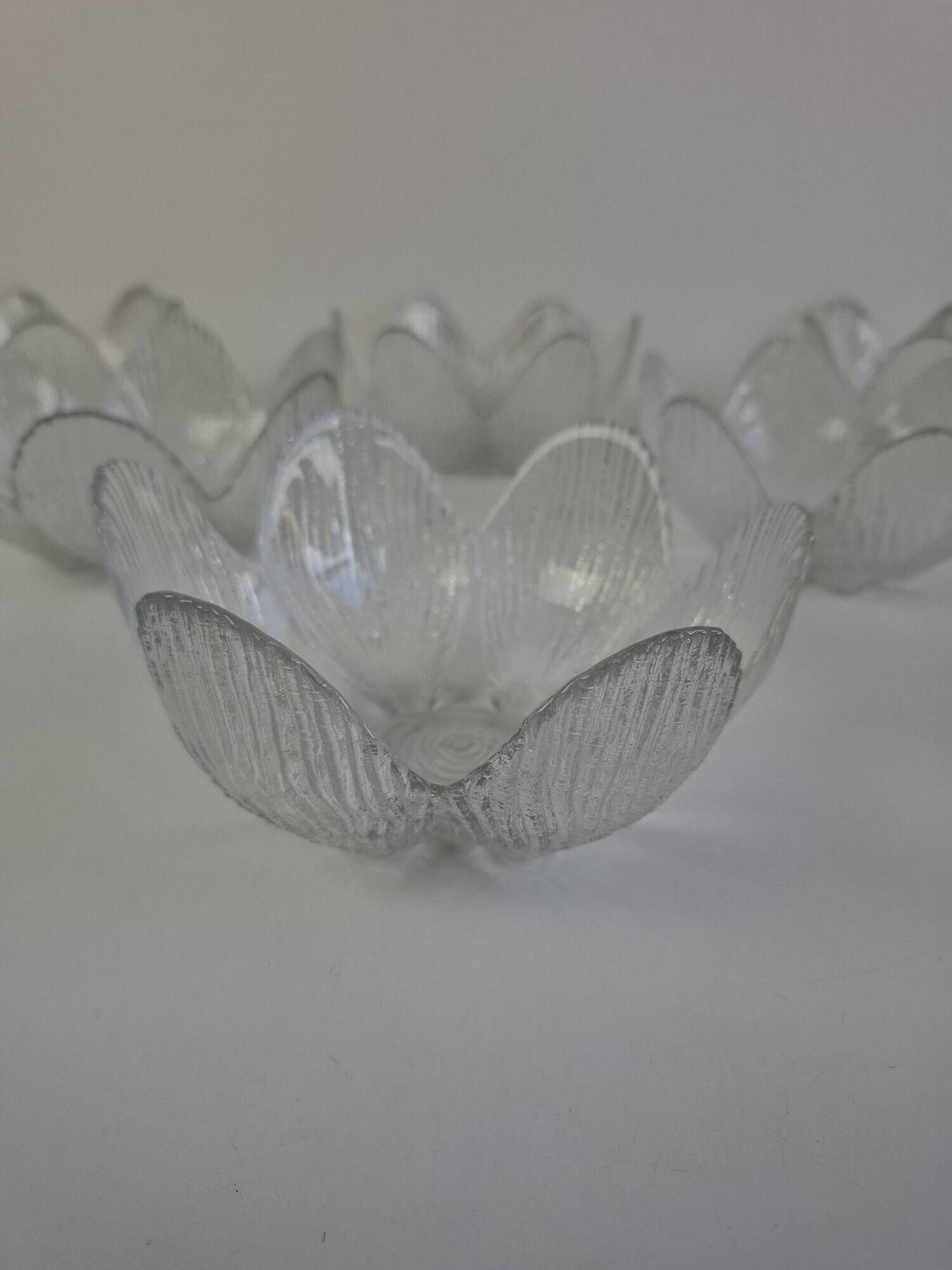 Set of 6 Bohemia Glass Flower Dessert Bowls, Czechoslovakia, circa 1960