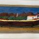 Swedish Oil on Canvas – “Boat” by Thord Leonard – Vintage & Framed
