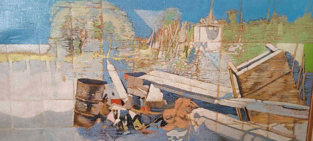 Abstract painting by Maurizio Bini (1940), signed and dated 1972