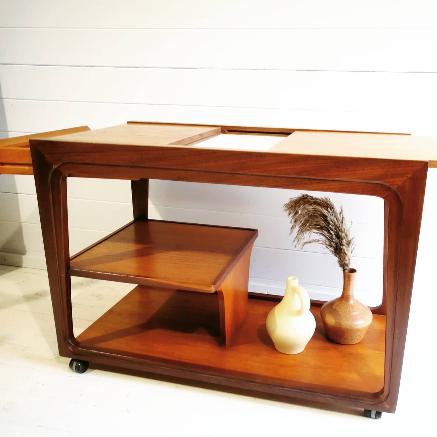 Retro remploy teak & afrormosia drinks trolley hostess trolley, 60s