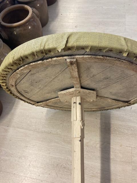 Round table with cast iron stand