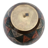 Vase en laiton peint d'Inde, années 1970
