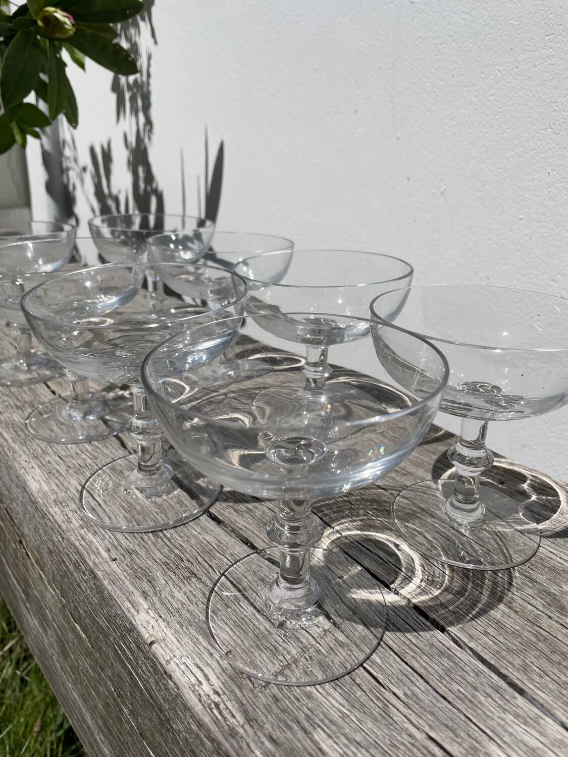 8 antique blown glass cocktail glasses