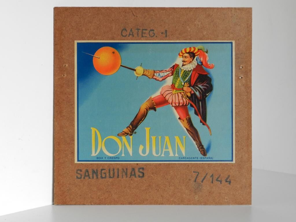 Affichette "don juan" de caisse d'oranges Espagne 1960 / 65