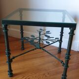 Square metal coffee table and glass top