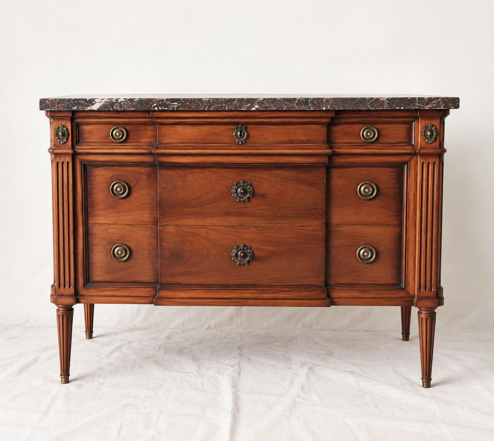 Louis XVI style commode in wood, marble top, 1900s.