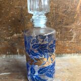 Old bottle bottle glass mold decoration blue sheet & gold + vintage cap