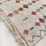 Moroccan Berber carpet Azilal ecru with small colored diamonds 275x212cm