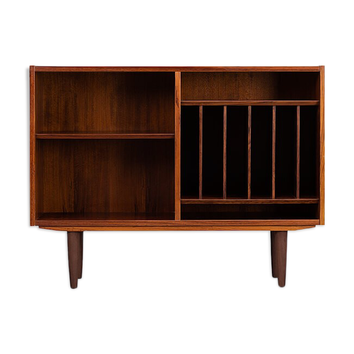 Rosewood bookcase with Record Rack by Hundevad & Co, 1960s