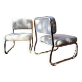Pair of mid century armchairs / fireside chairs in French terry fabric