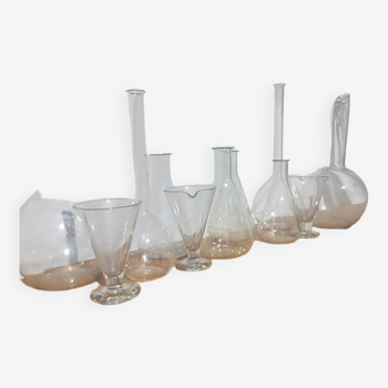 Lot of old soliflore vases chemistry laboratory equipment