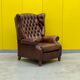 Fauteuil inclinable chesterfield vintage fait main marron