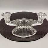 Pair of vintage clear glass candelabras, 2 branches, 1960s