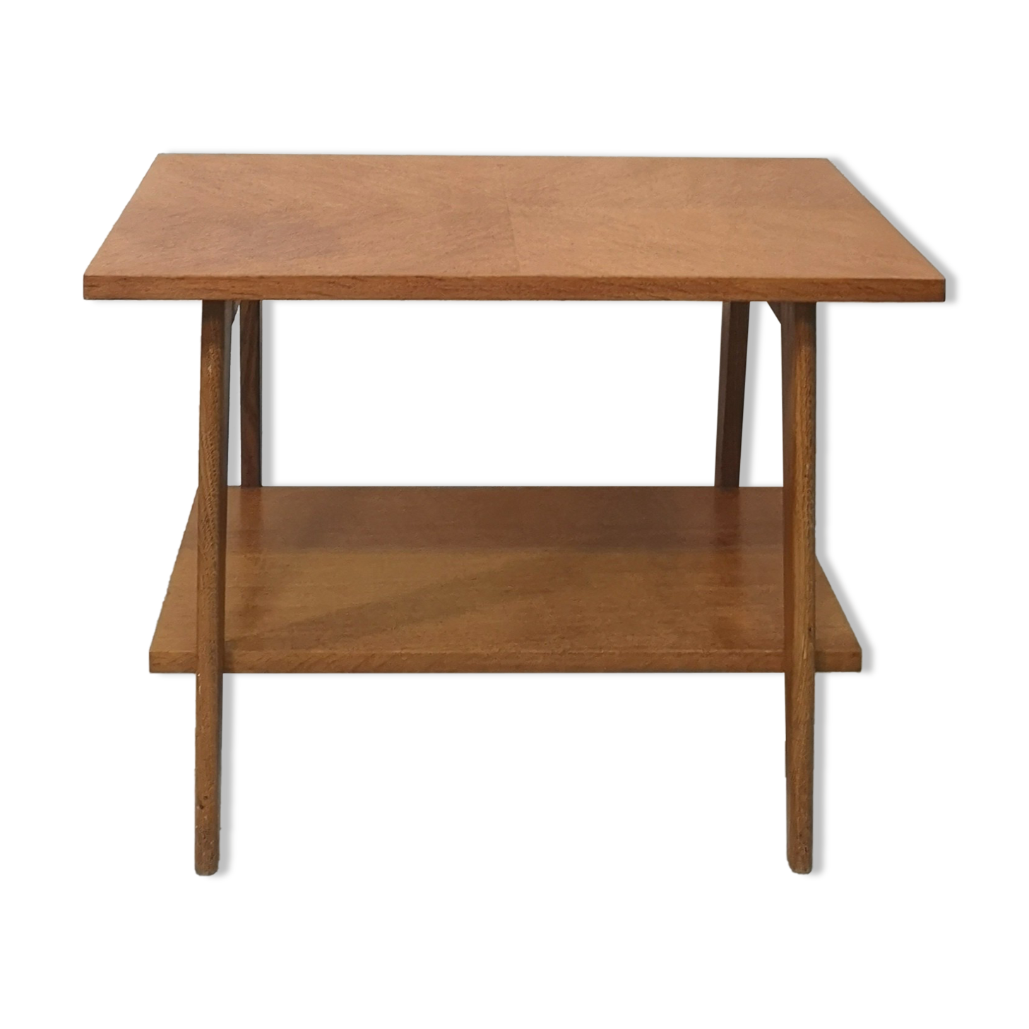 Coffee table vintage compass foot 50 60 oak