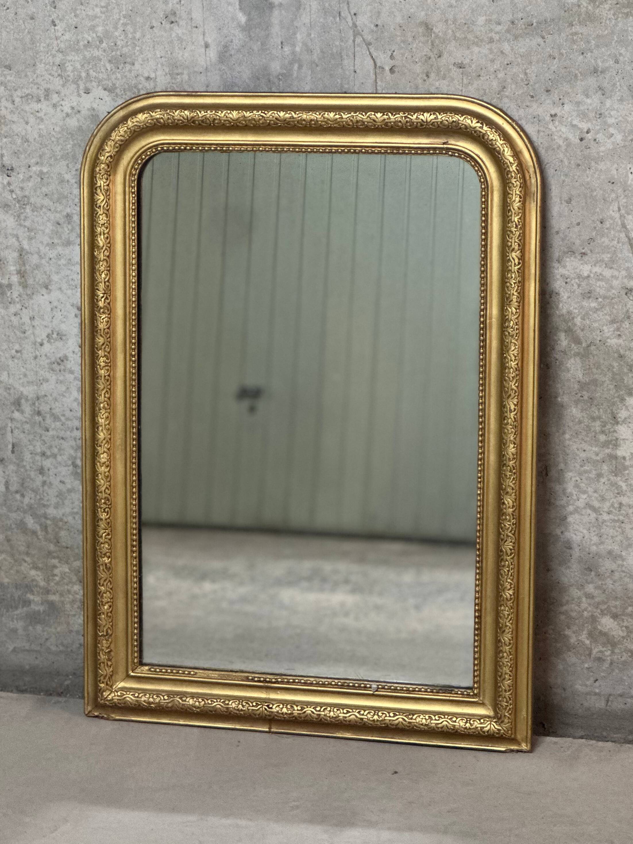 Antique Louis Philippe gilded vintage fireplace mirror - 86.5 x 62 cm