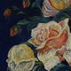 Pair of still life paintings bouquets oval golden frame