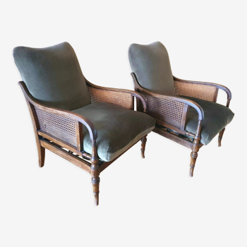 Duo de fauteuils style anglais 1960