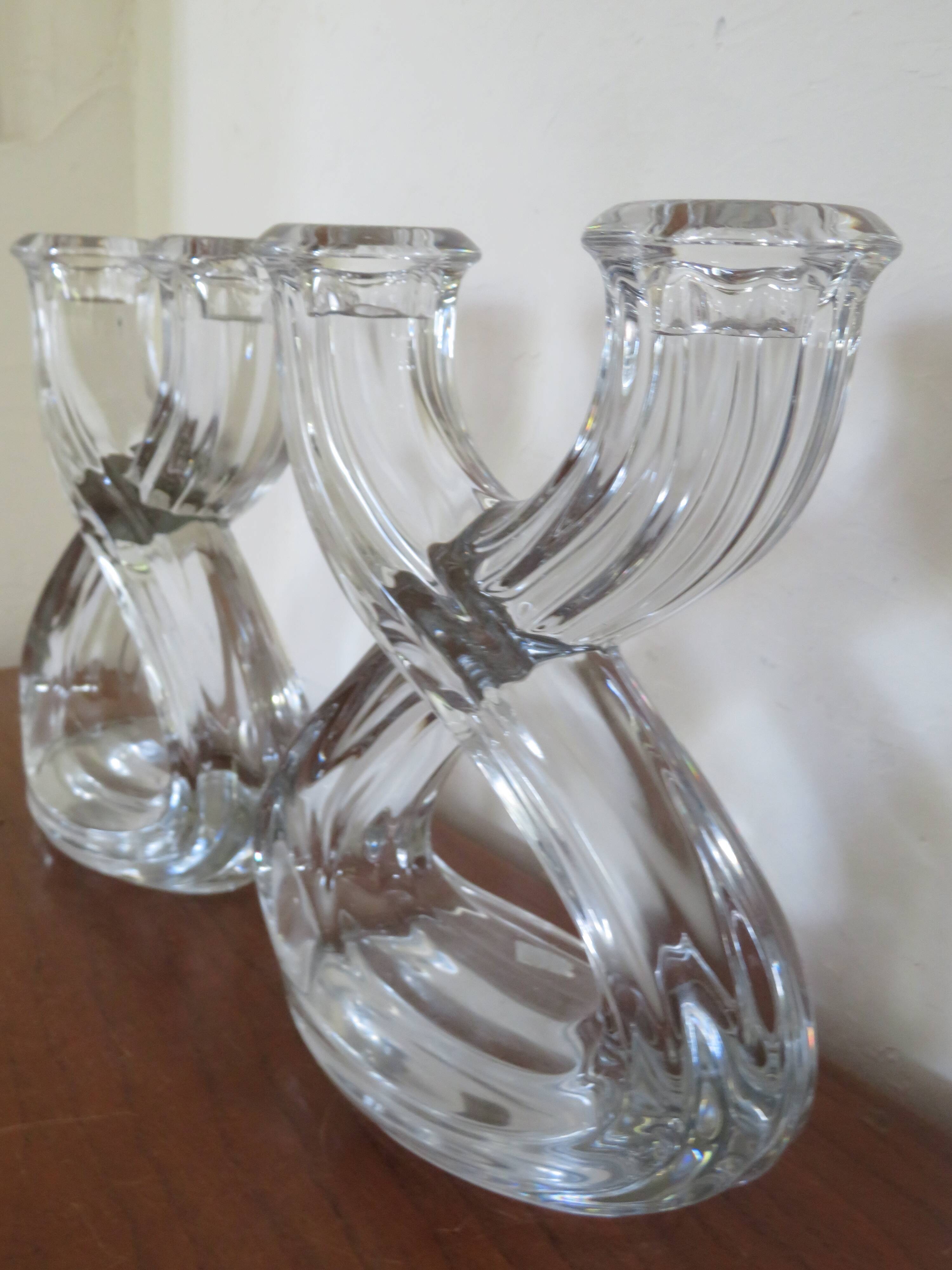 Pair of vintage crystal candlesticks