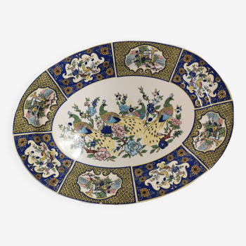 Plat en céramique décor de paon art populaire Motif Asiatique