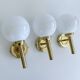3 Vintage Scandinavian Glass and Brass Wall Lights