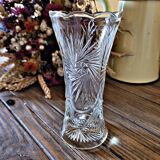 Small vintage transparent chiseled glass vase