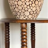 Spiral oak pedestal table