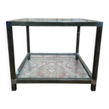 Table basse - Bout de canapé 1970 en métal chromé et verre
