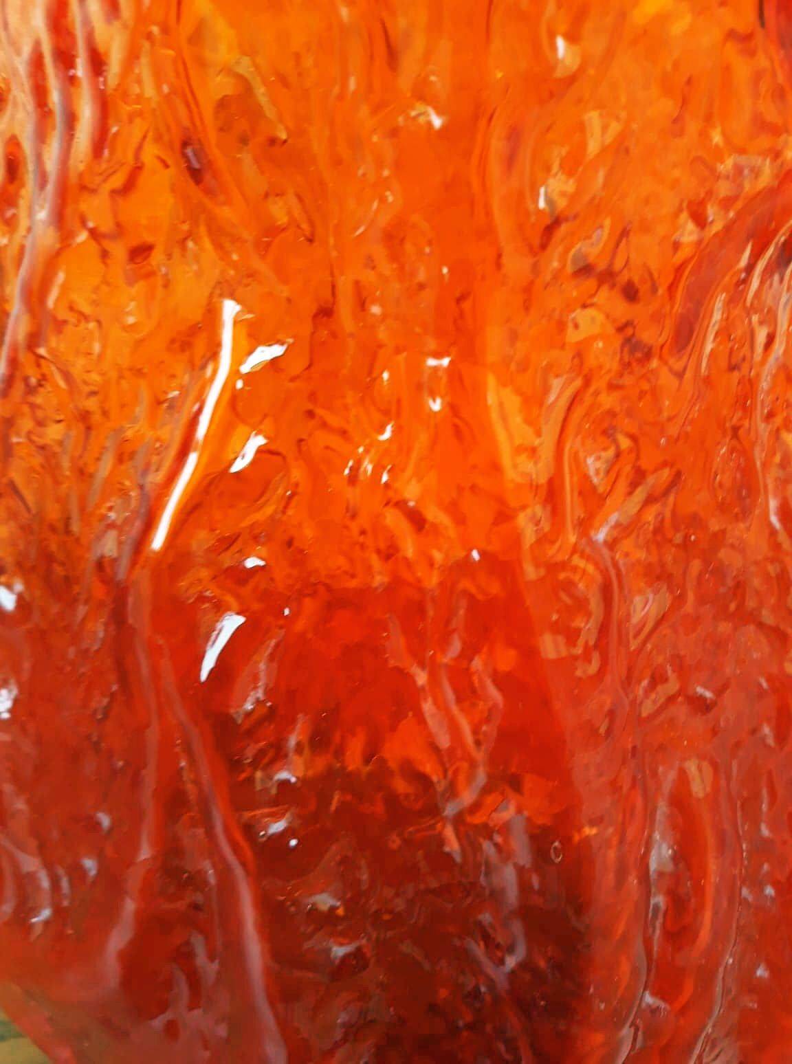 Vintage orange glass vase, 1960s.