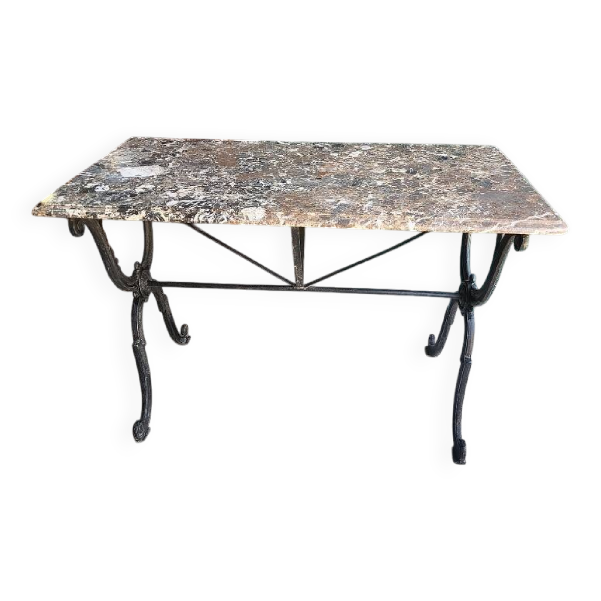 Table de bistrot marbre pied en fonte