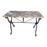 Table de bistrot marbre pied en fonte