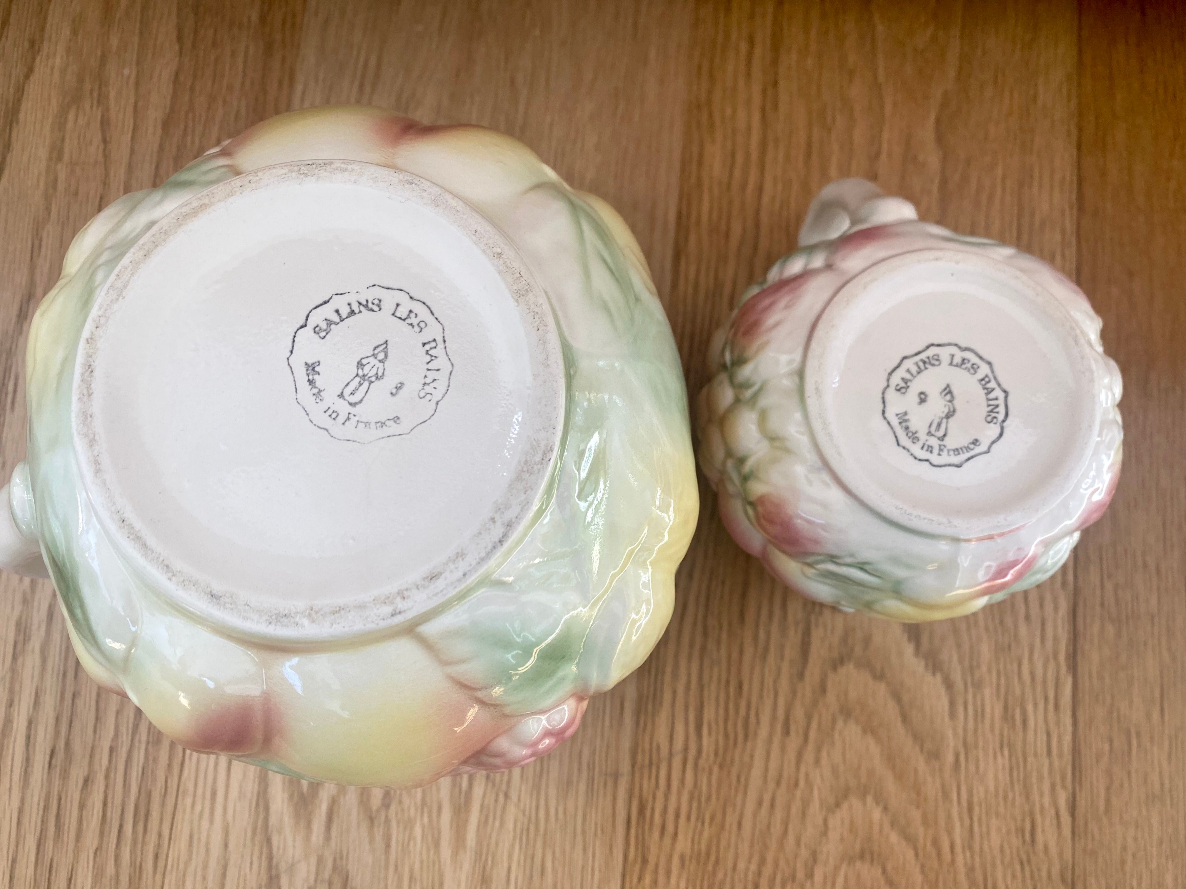 Broc carafe and small pitcher Salins slurry fruit