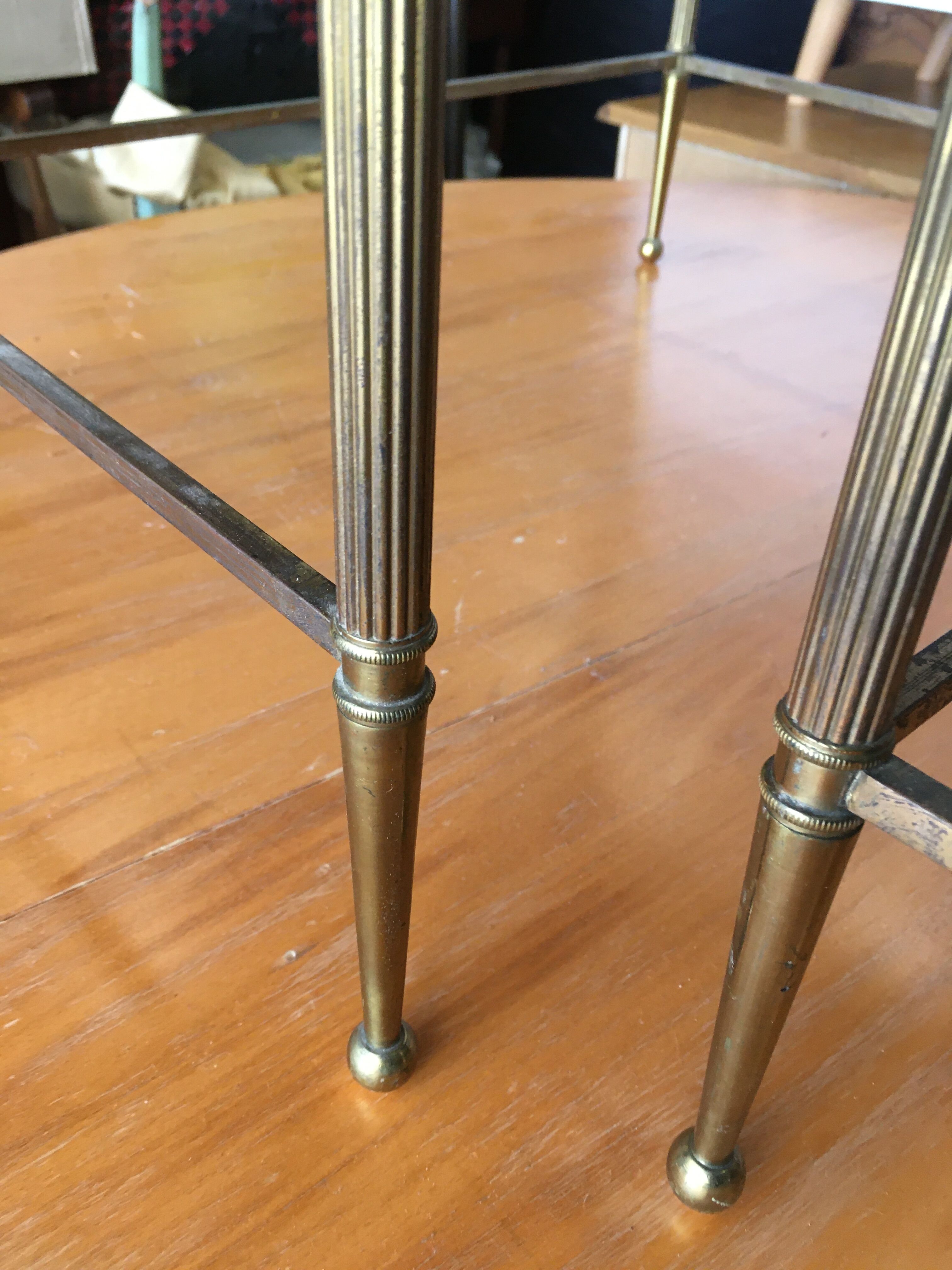 Marble and brass pull out tables